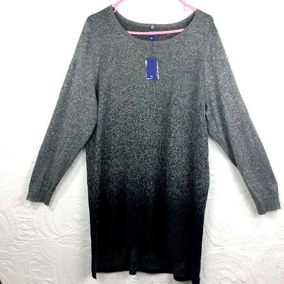 Apt. 9 Gray Black Ombré Sparkle Sweater- NEW - Picture 1 of 7